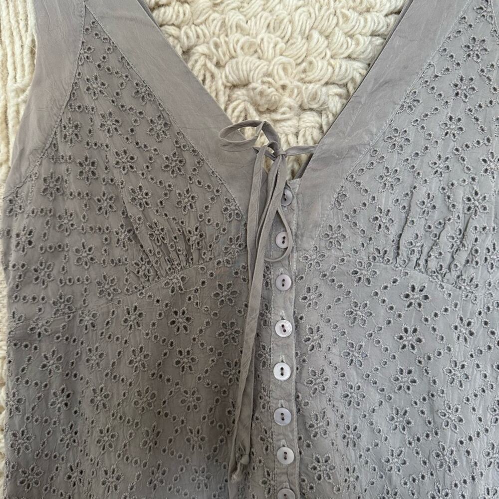 Johnny Was Gray Eyelet Ruffle Mini Dress - Picture 7 of 7
